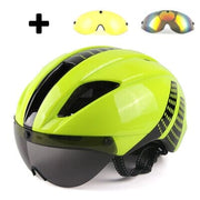 Cycling Helmet with Magnetic Goggles and Lenses Bikewest.com Green 2 M 54-58CM 