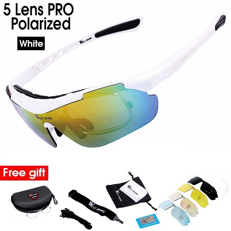 Bike Glasses Polarized 5 Lens - Ultimate Eye Protection for Cyclists Photochromic 1Len