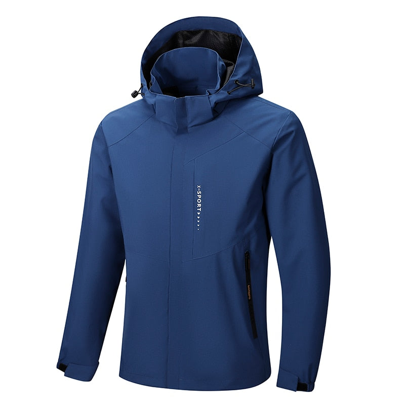 Jacket Hooded Coat Waterproof Warm Windbreaker for Men Fishing Hiking XL  Gray